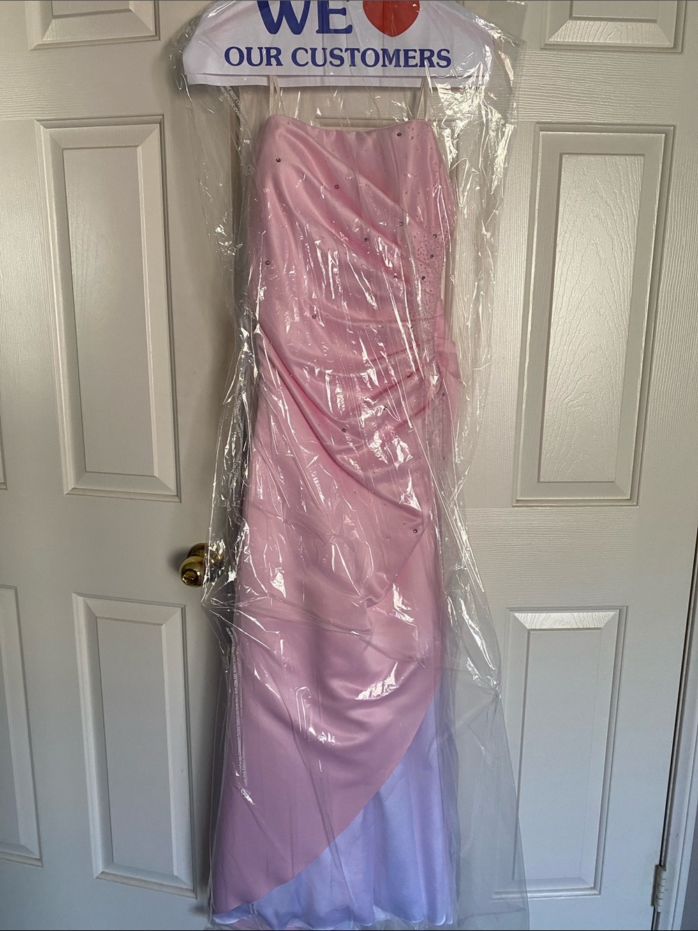 Juniors’ Strapless Pink & White Prom Dress JUMP Apparel Co. by Wendye Chaitin